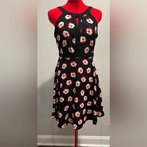 Elle dame de la fleur black with red/pink/white flowers dress